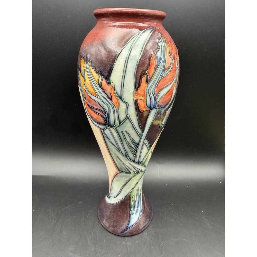 Moorcroft Red Tulip Sally Tuffin 10.75" Vase 1991 England Art Pottery